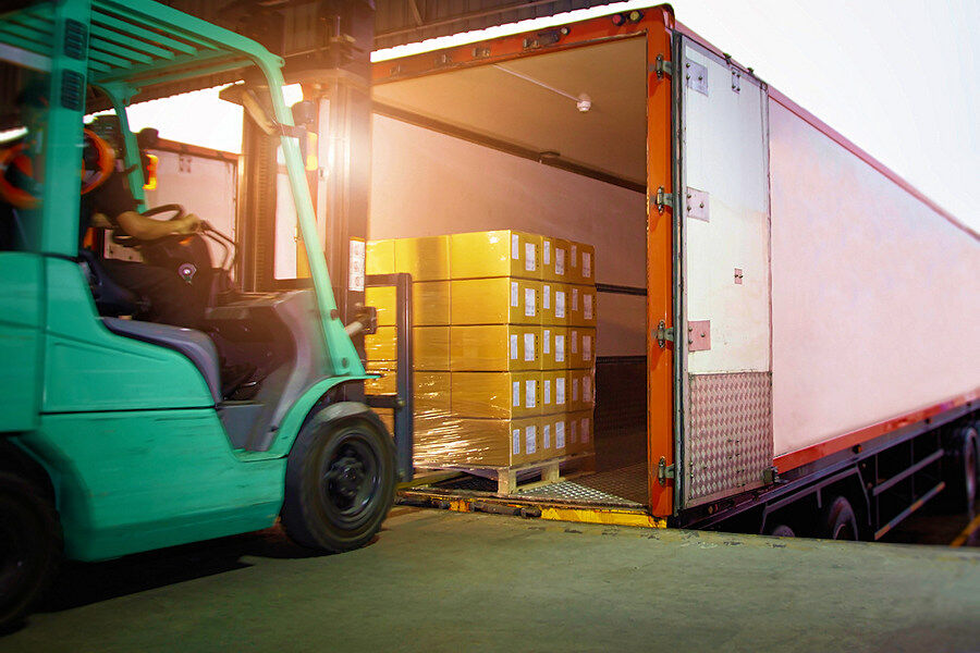 Refrigerated trailers at loading docks