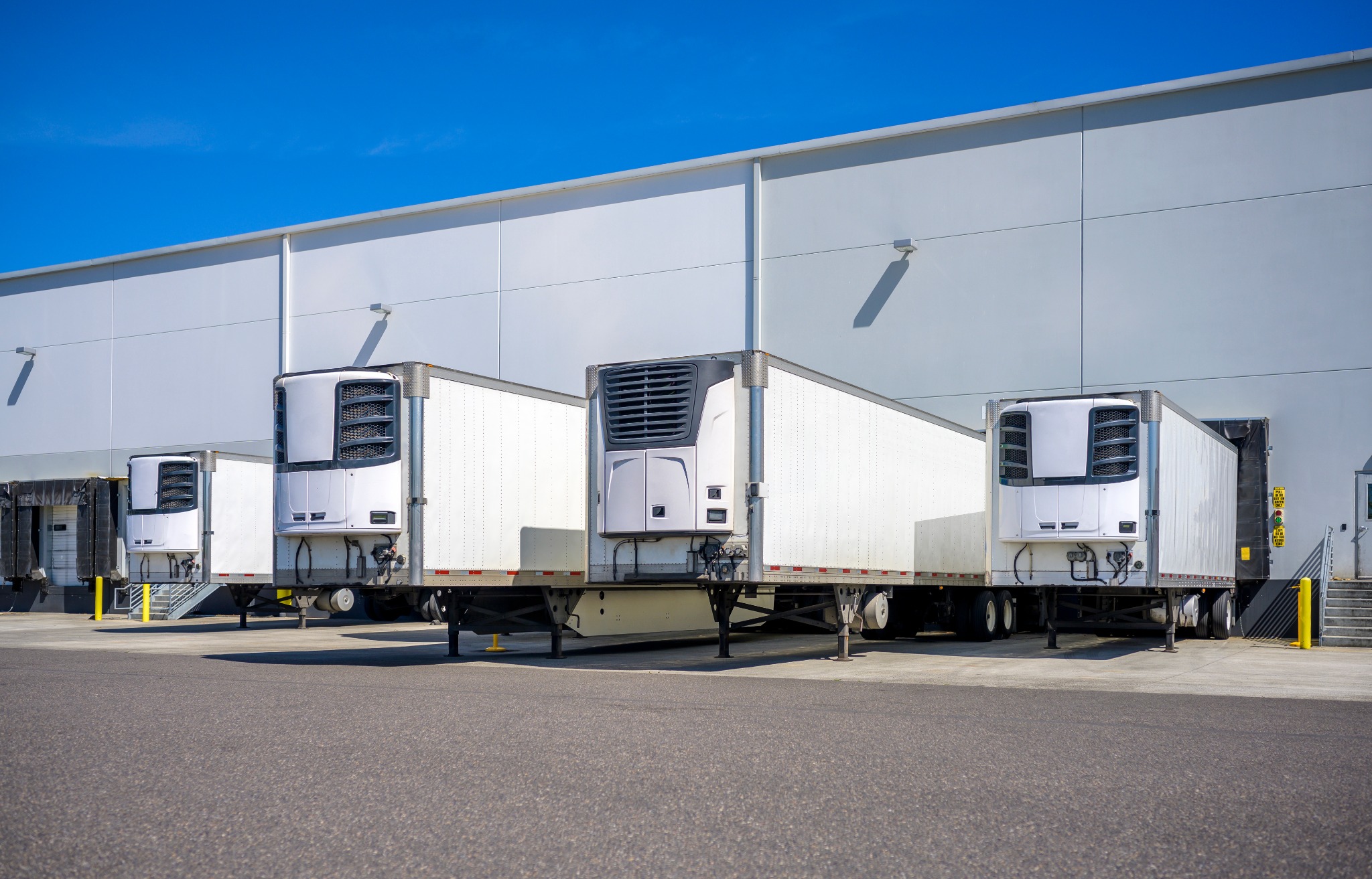 Refrigerated trailers at warehouse